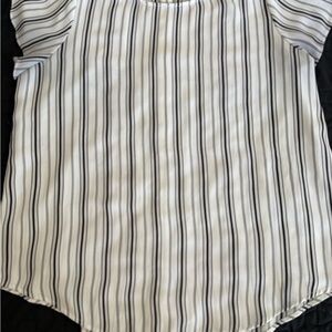 LOFT Black and White Striped Blouse